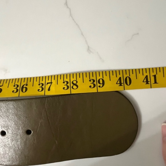 Talbots Wide Genuine Leather Olive Belt Brass and Leather Buckle Size Small - Picture 8 of 8